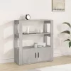  betonszürke szerelt fa tálalószekrény 80x30x90 cm