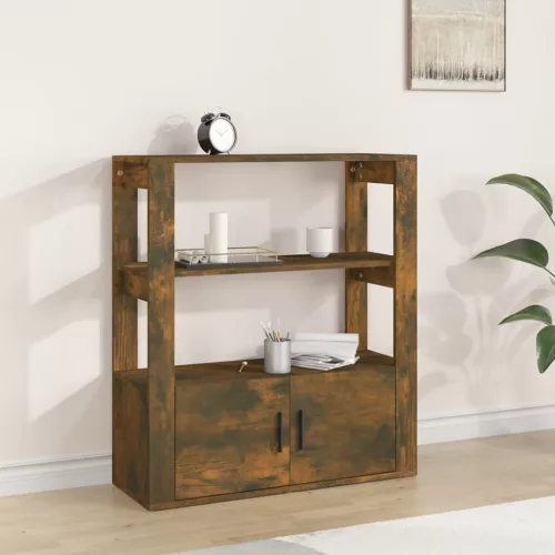  füstös tölgy színű szerelt fa tálalószekrény 80x30x90 cm