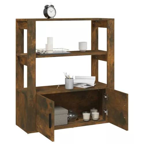  füstös tölgy színű szerelt fa tálalószekrény 80x30x90 cm