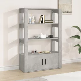  betonszürke szerelt fa tálalószekrény 80x30x119,5 cm
