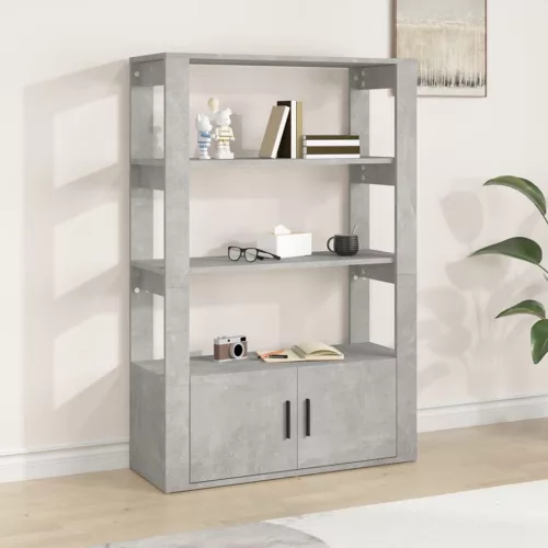  betonszürke szerelt fa tálalószekrény 80x30x119,5 cm
