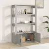  betonszürke szerelt fa tálalószekrény 80x30x119,5 cm