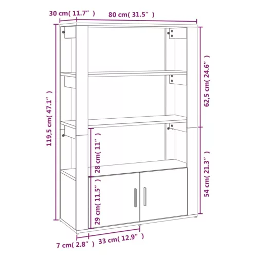  betonszürke szerelt fa tálalószekrény 80x30x119,5 cm