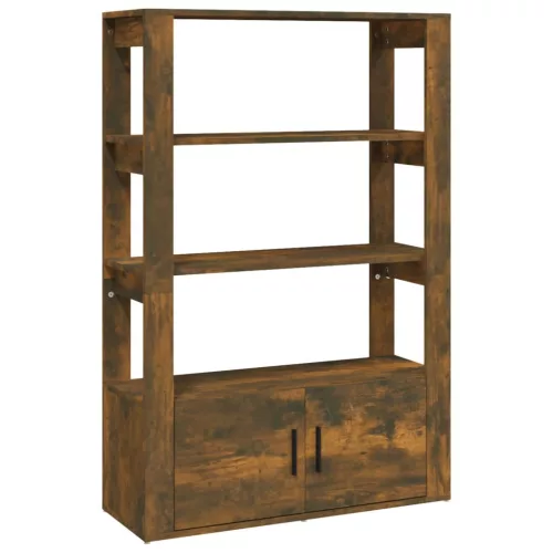  füstös tölgy színű szerelt fa tálalószekrény 80x30x119,5 cm