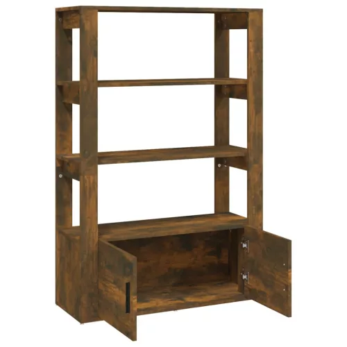  füstös tölgy színű szerelt fa tálalószekrény 80x30x119,5 cm