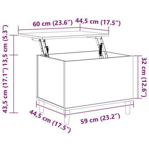  fehér szerelt fa dohányzóasztal 60x44,5x45 cm