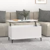  magasfényű fehér szerelt fa dohányzóasztal 90x44,5x45 cm