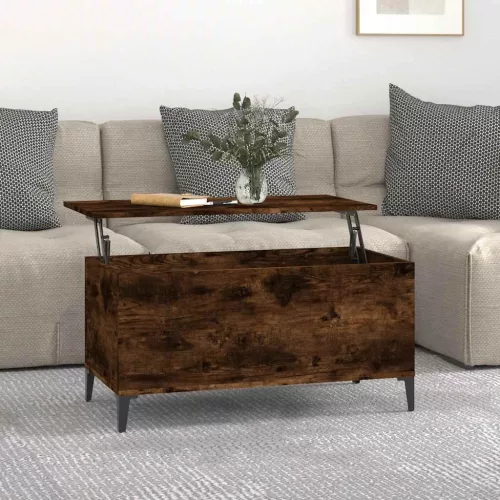  füstös tölgy színű szerelt fa dohányzóasztal 90 x 44,5 x 45 cm