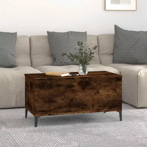  füstös tölgy színű szerelt fa dohányzóasztal 90 x 44,5 x 45 cm