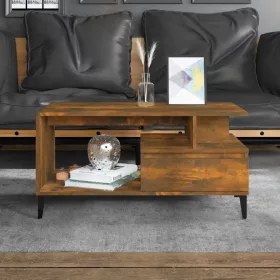    füstös tölgy színű szerelt fa dohányzóasztal 90x49x45 cm
