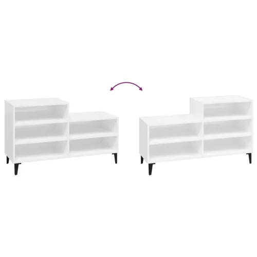  magasfényű fehér szerelt fa cipősszekrény 102x36x60 cm