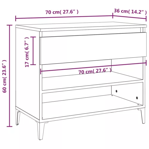  betonszürke szerelt fa cipőszekrény 70x36x60 cm
