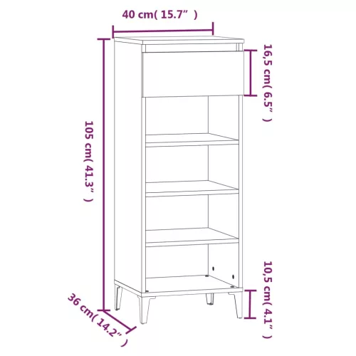  füstös tölgy színű szerelt fa cipőtartó 40x36x105 cm