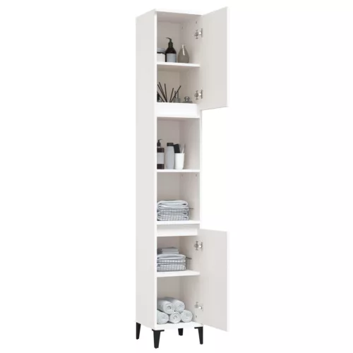  fehér szerelt fa fürdőszobaszekrény 30 x 30 x 190 cm