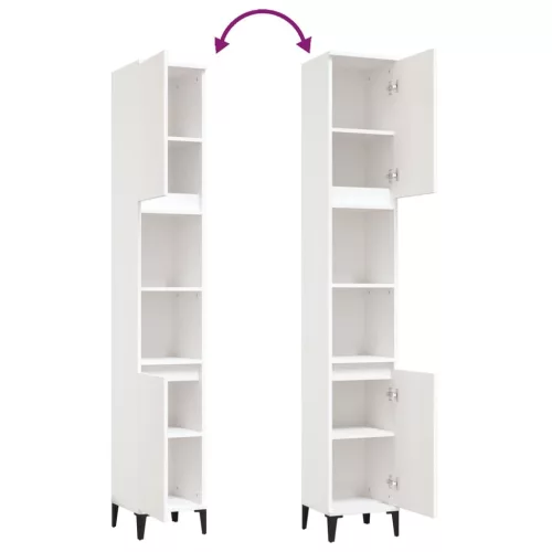  fehér szerelt fa fürdőszobaszekrény 30 x 30 x 190 cm