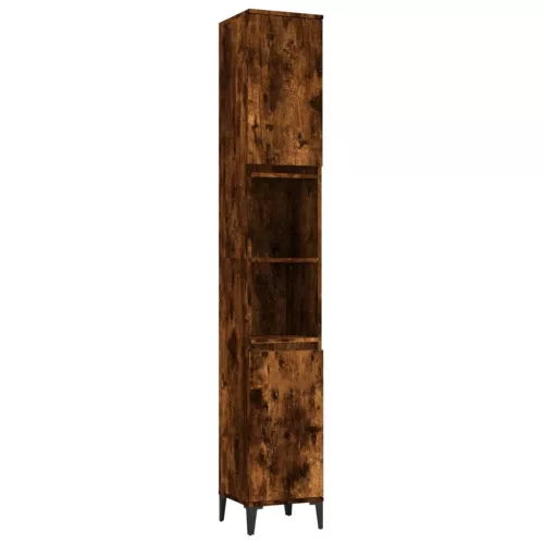  füstös tölgy színű szerelt fa fürdőszobaszekrény 30x30x190 cm