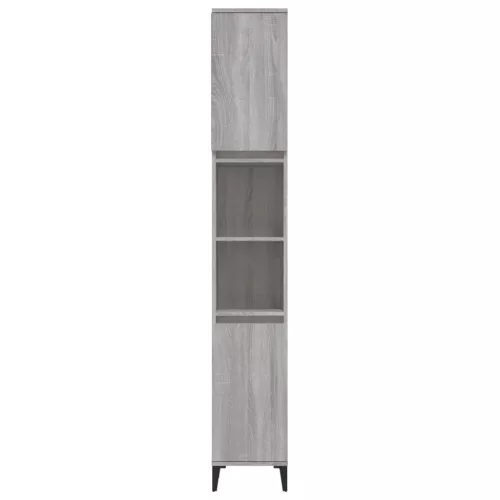  szürke sonoma színű szerelt fa fürdőszobaszekrény 30x30x190 cm