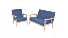 VID 2 személyes dizájnos kék kanapé + karosszék