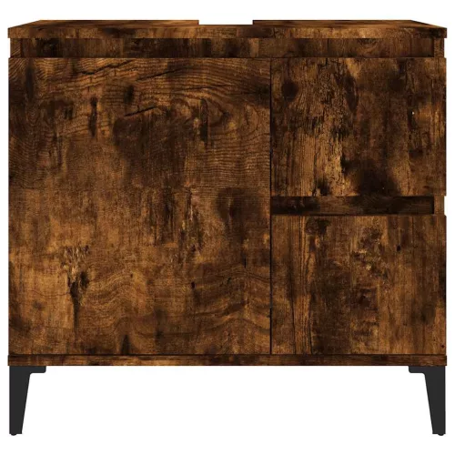  füstös tölgy színű szerelt fa fürdőszobaszekrény 65x33x60 cm