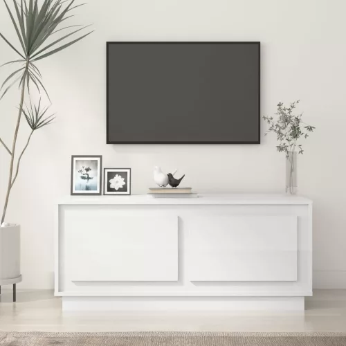  magasfényű fehér szerelt fa dohányzóasztal 102 x 50 x 44 cm
