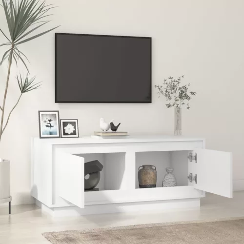  magasfényű fehér szerelt fa dohányzóasztal 102 x 50 x 44 cm