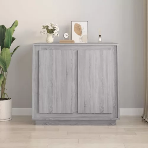  szürke sonoma színű szerelt fa tálalószekrény 80 x 34 x 75 cm