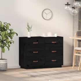  fekete tömör fenyőfa tálalószekrény 100 x 40 x 75 cm