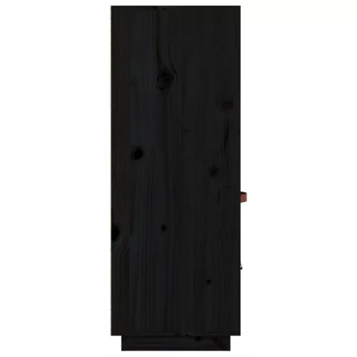  fekete tömör fenyőfa magasszekrény 67 x 40 x 108,5 cm