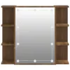  barna tölgyszínű tükrös szekrény LED-ekkel 70 x 16,5 x 60 cm
