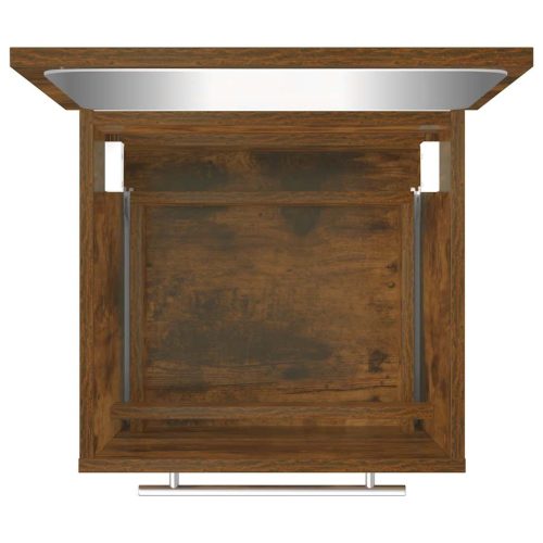  füstös tölgy színű tükrös fürdőszobaszekrény 41 x 38,5 x 48 cm 