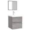  szürke sonoma színű szerelt fa fürdőszobaszekrény tükörrel