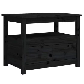  fekete tömör fenyőfa dohányzóasztal 71 x 49 x 55 cm