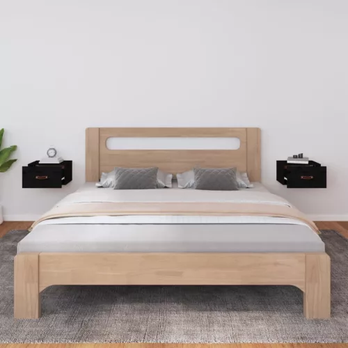  2 db fekete falra szerelhető éjjeliszekrény 40 x 29,5 x 22 cm