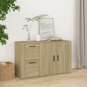    sonoma tölgy színű szerelt fa tálalóasztal 100x33x59,5 cm