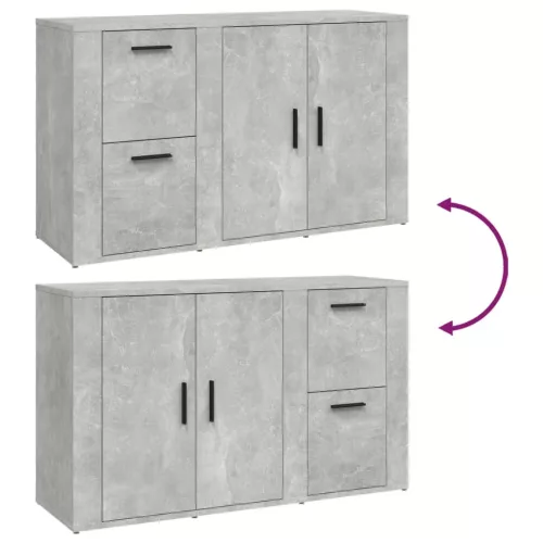  betonszürke szerelt fa tálalószekrény 100x33x59,5 cm