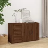  barna tölgyszínű szerelt fa tálalószekrény 100x33x59,5 cm