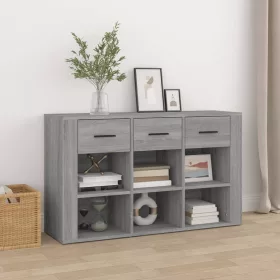    szürke sonoma színű szerelt fa tálalószekrény 100x30x59,5 cm