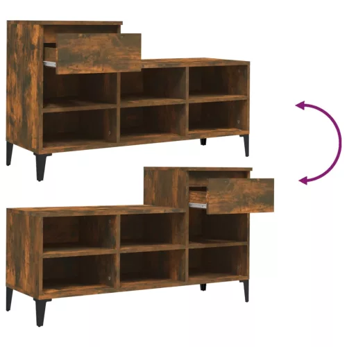  füstös tölgy színű szerelt fa cipősszekrény 102 x 36 x 60 cm