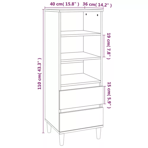  betonszürke szerelt fa magasszekrény 40 x 36 x 110 cm
