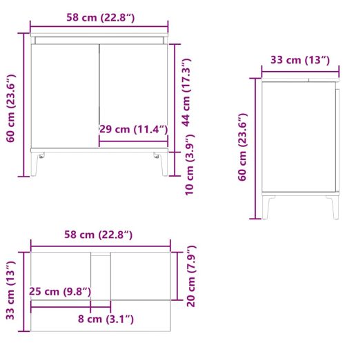  fehér szerelt fa mosdószekrény 58x33x60 cm