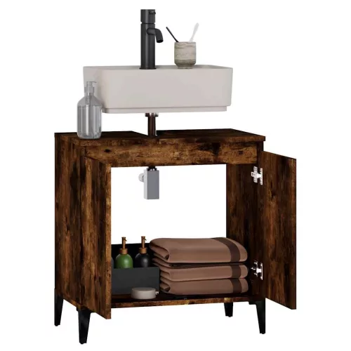  füstös tölgy színű szerelt fa mosdószekrény 58x33x60 cm