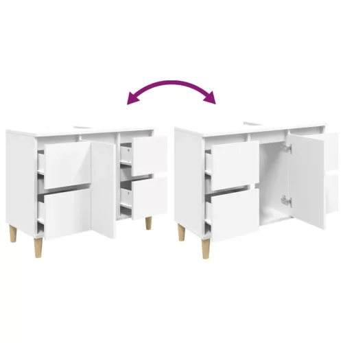  fehér szerelt fa mosdószekrény 80 x 33 x 60 cm