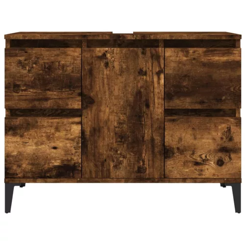  füstös tölgy színű szerelt fa mosdószekrény 80 x 33 x 60 cm