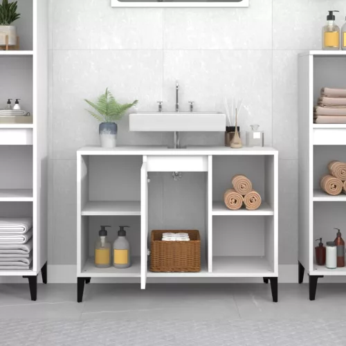  fehér szerelt fa mosdószekrény 80 x 33 x 60 cm