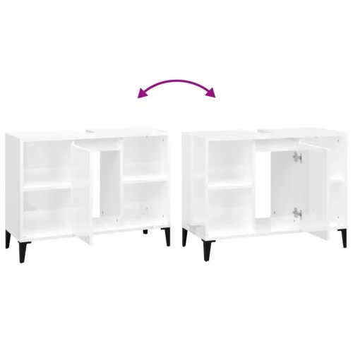  magasfényű fehér szerelt fa mosdószekrény 80 x 33 x 60 cm