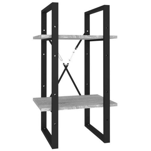  2 szintes szürke sonoma szerelt fa könyvszekrény 40x30x70 cm