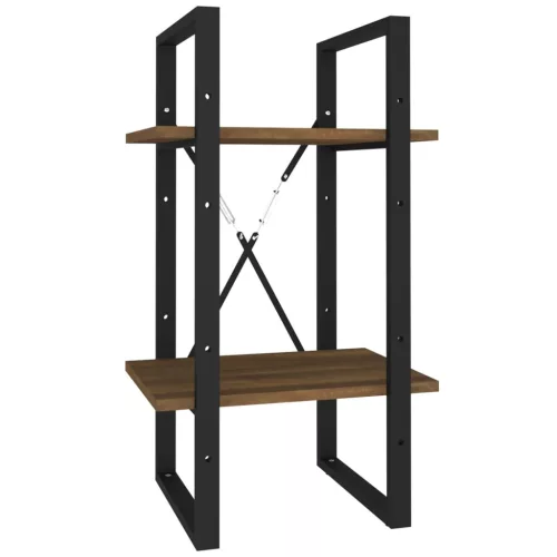  2 szintes barna tölgyszínű szerelt fa könyvszekrény 40x30x70 cm