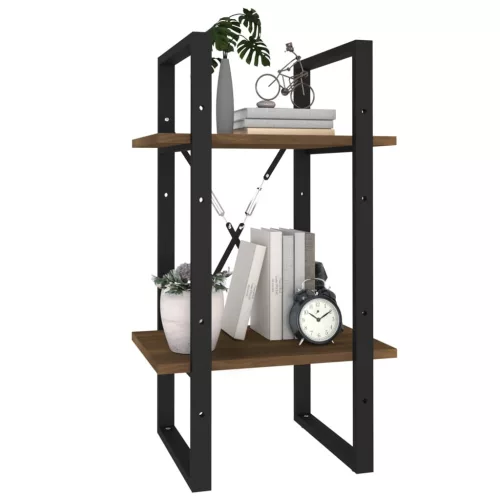  2 szintes barna tölgyszínű szerelt fa könyvszekrény 40x30x70 cm