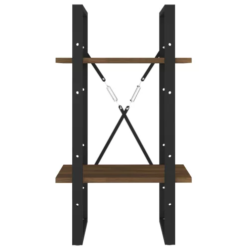  2 szintes barna tölgyszínű szerelt fa könyvszekrény 40x30x70 cm