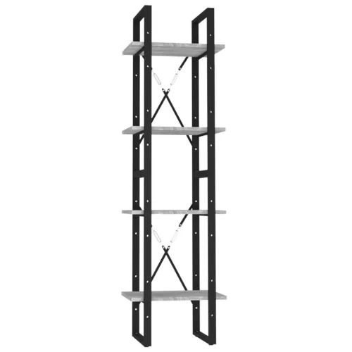  4 szintes szürke sonoma szerelt fa könyvszekrény 40x30x140 cm